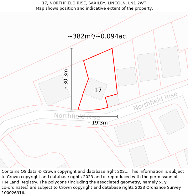 17, NORTHFIELD RISE, SAXILBY, LINCOLN, LN1 2WT: Plot and title map