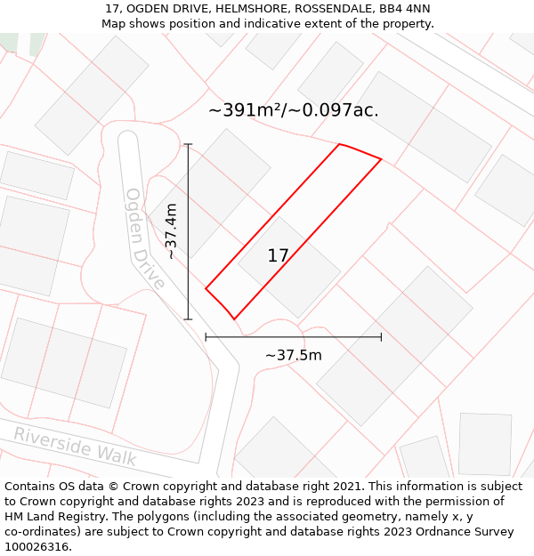 17, OGDEN DRIVE, HELMSHORE, ROSSENDALE, BB4 4NN: Plot and title map