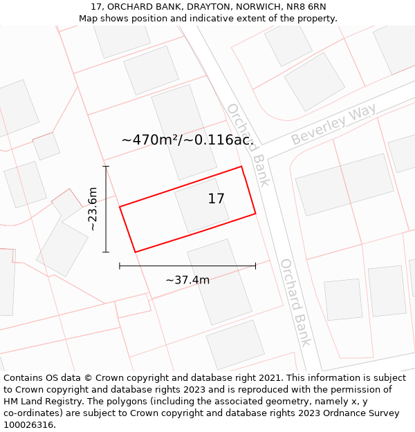 17, ORCHARD BANK, DRAYTON, NORWICH, NR8 6RN: Plot and title map