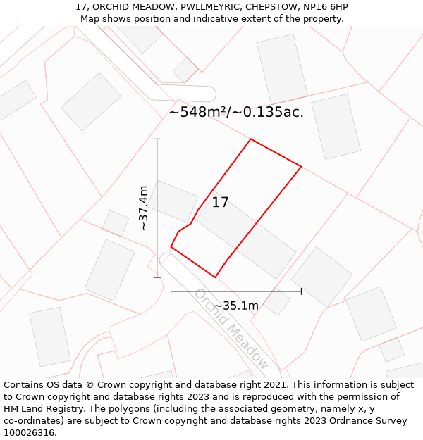 17, ORCHID MEADOW, PWLLMEYRIC, CHEPSTOW, NP16 6HP: Plot and title map