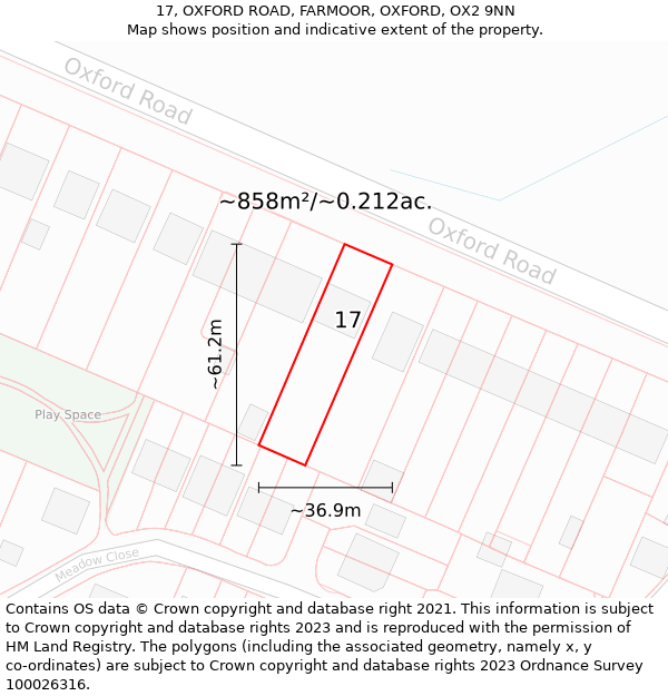 17, OXFORD ROAD, FARMOOR, OXFORD, OX2 9NN: Plot and title map