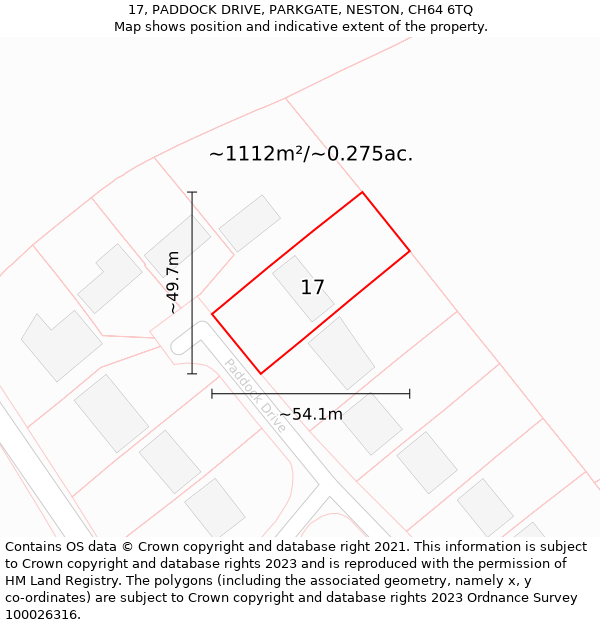 17, PADDOCK DRIVE, PARKGATE, NESTON, CH64 6TQ: Plot and title map