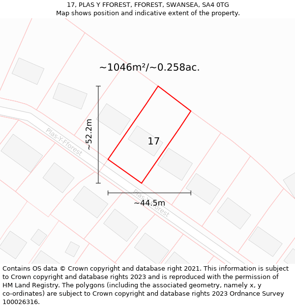 17, PLAS Y FFOREST, FFOREST, SWANSEA, SA4 0TG: Plot and title map