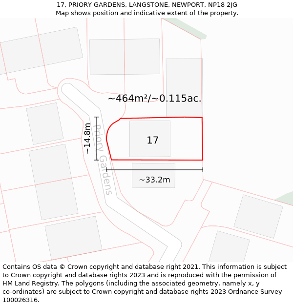 17, PRIORY GARDENS, LANGSTONE, NEWPORT, NP18 2JG: Plot and title map