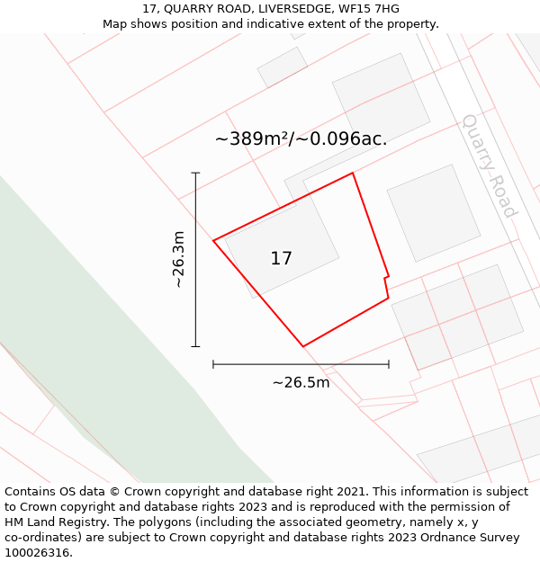 17, QUARRY ROAD, LIVERSEDGE, WF15 7HG: Plot and title map