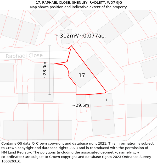 17, RAPHAEL CLOSE, SHENLEY, RADLETT, WD7 9JG: Plot and title map