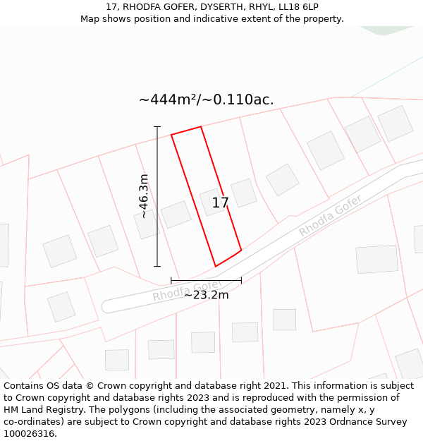 17, RHODFA GOFER, DYSERTH, RHYL, LL18 6LP: Plot and title map