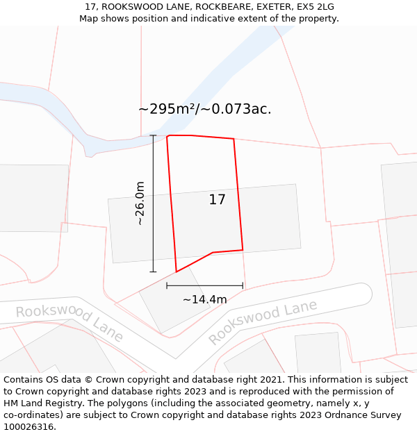 17, ROOKSWOOD LANE, ROCKBEARE, EXETER, EX5 2LG: Plot and title map