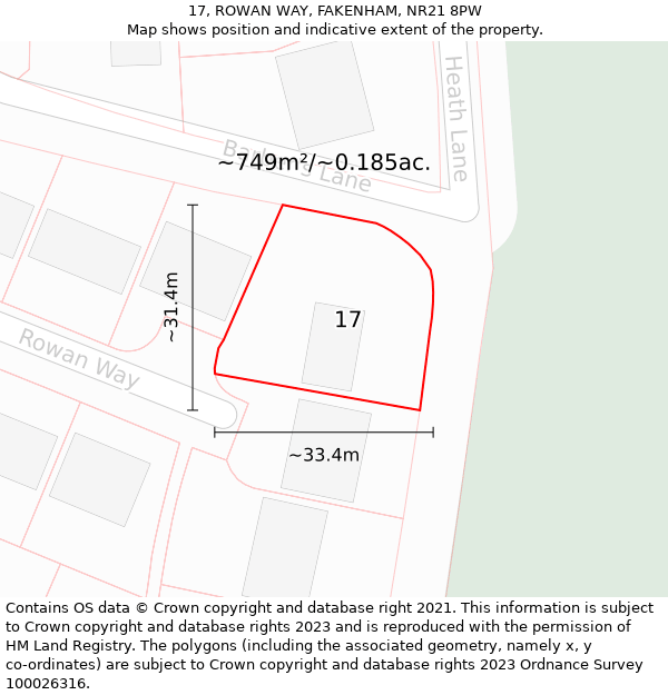 17, ROWAN WAY, FAKENHAM, NR21 8PW: Plot and title map