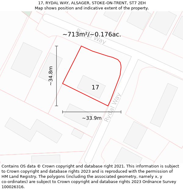 17, RYDAL WAY, ALSAGER, STOKE-ON-TRENT, ST7 2EH: Plot and title map