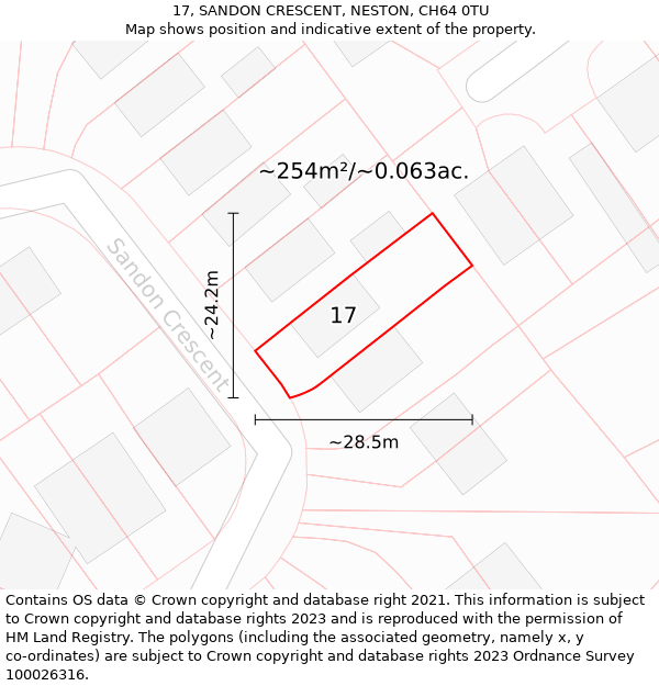 17, SANDON CRESCENT, NESTON, CH64 0TU: Plot and title map