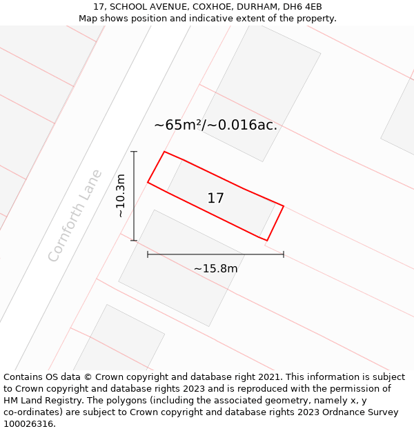 17, SCHOOL AVENUE, COXHOE, DURHAM, DH6 4EB: Plot and title map