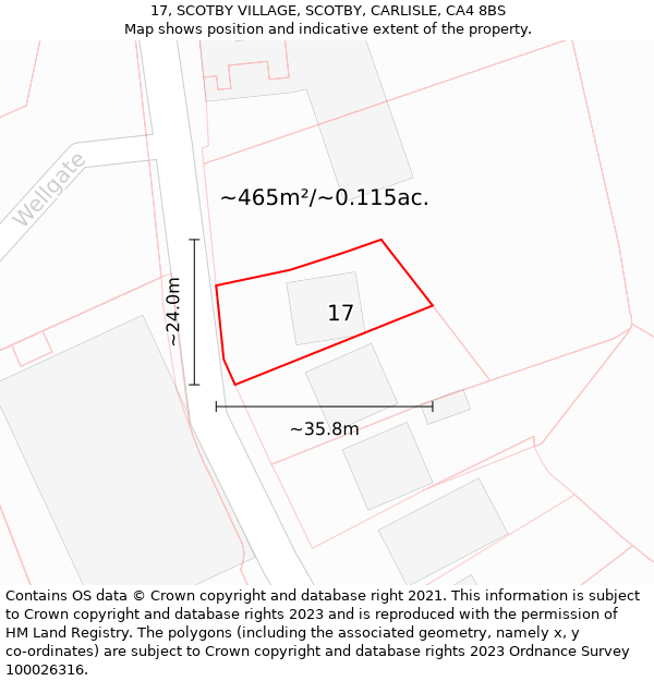 17, SCOTBY VILLAGE, SCOTBY, CARLISLE, CA4 8BS: Plot and title map