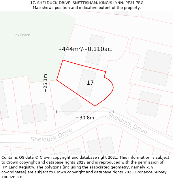 17, SHELDUCK DRIVE, SNETTISHAM, KING'S LYNN, PE31 7RG: Plot and title map