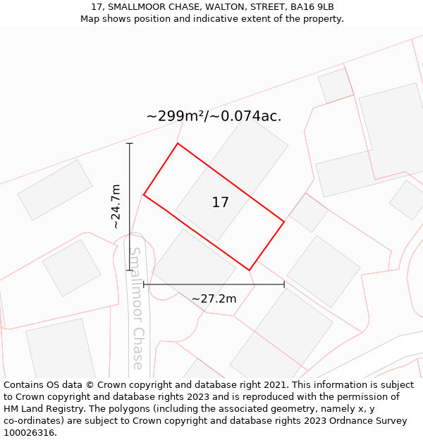 17, SMALLMOOR CHASE, WALTON, STREET, BA16 9LB: Plot and title map