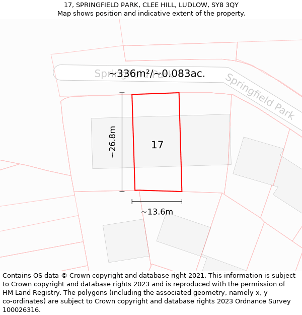 17, SPRINGFIELD PARK, CLEE HILL, LUDLOW, SY8 3QY: Plot and title map