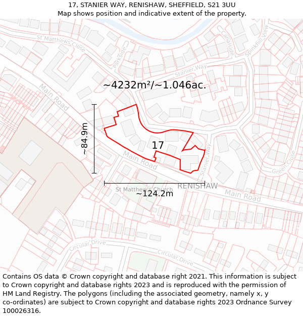 17, STANIER WAY, RENISHAW, SHEFFIELD, S21 3UU: Plot and title map