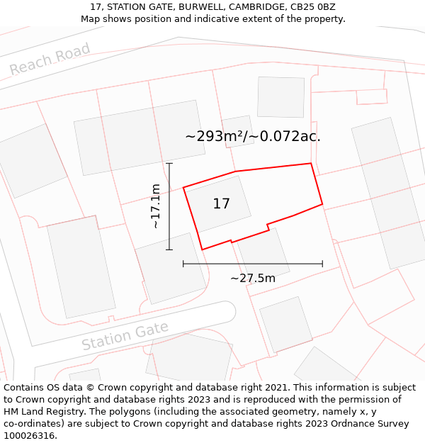 17, STATION GATE, BURWELL, CAMBRIDGE, CB25 0BZ: Plot and title map