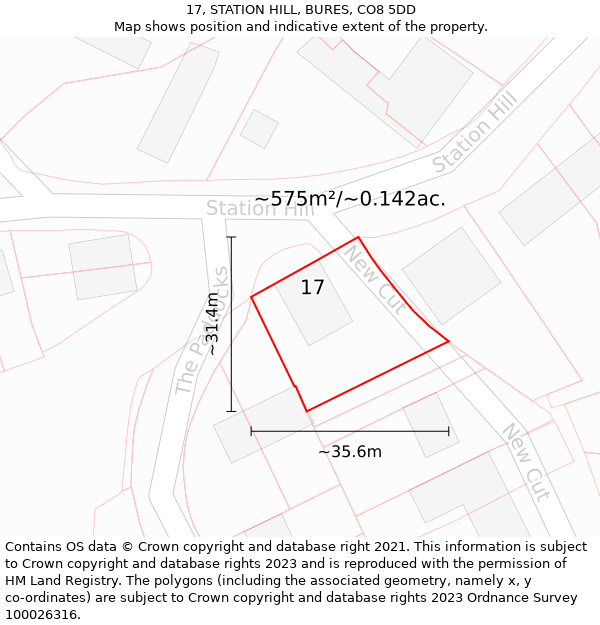 17, STATION HILL, BURES, CO8 5DD: Plot and title map