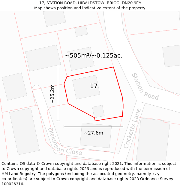 17, STATION ROAD, HIBALDSTOW, BRIGG, DN20 9EA: Plot and title map