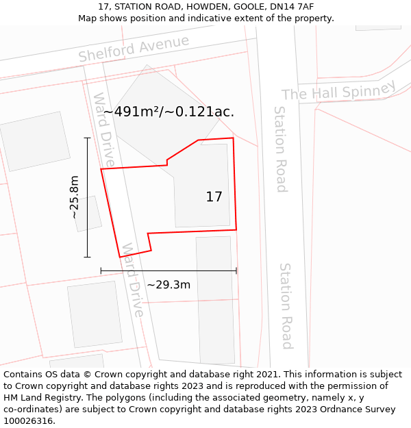 17, STATION ROAD, HOWDEN, GOOLE, DN14 7AF: Plot and title map