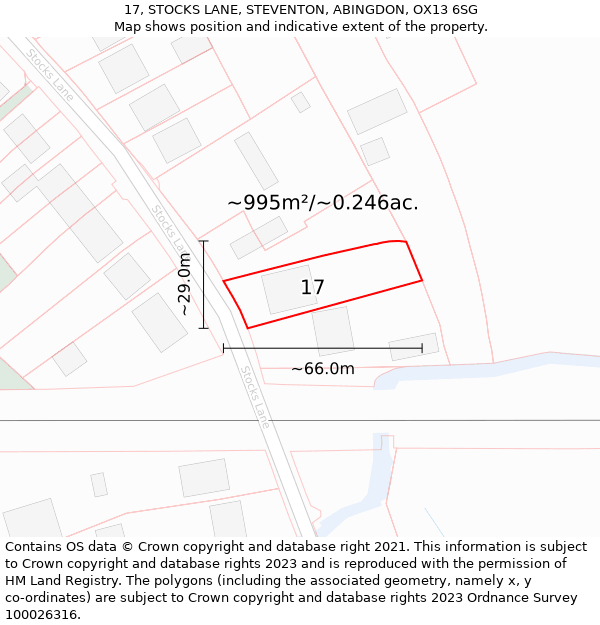 17, STOCKS LANE, STEVENTON, ABINGDON, OX13 6SG: Plot and title map