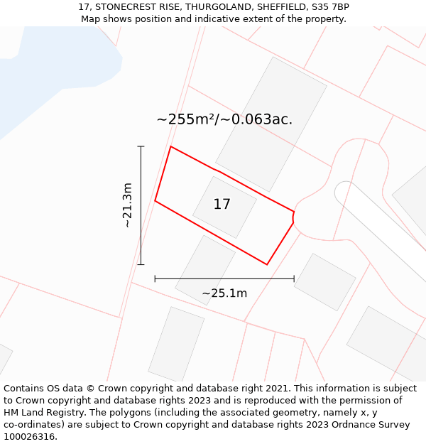 17, STONECREST RISE, THURGOLAND, SHEFFIELD, S35 7BP: Plot and title map