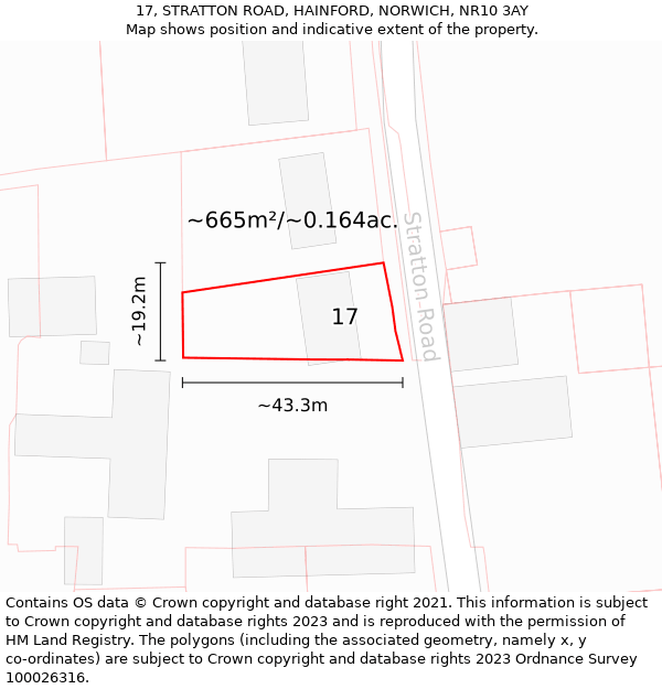 17, STRATTON ROAD, HAINFORD, NORWICH, NR10 3AY: Plot and title map