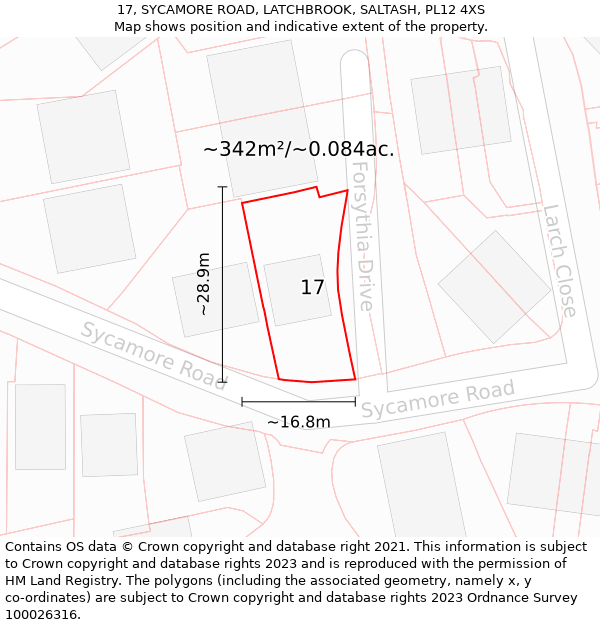 17, SYCAMORE ROAD, LATCHBROOK, SALTASH, PL12 4XS: Plot and title map