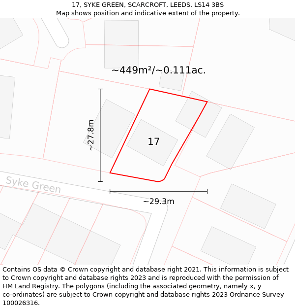17, SYKE GREEN, SCARCROFT, LEEDS, LS14 3BS: Plot and title map