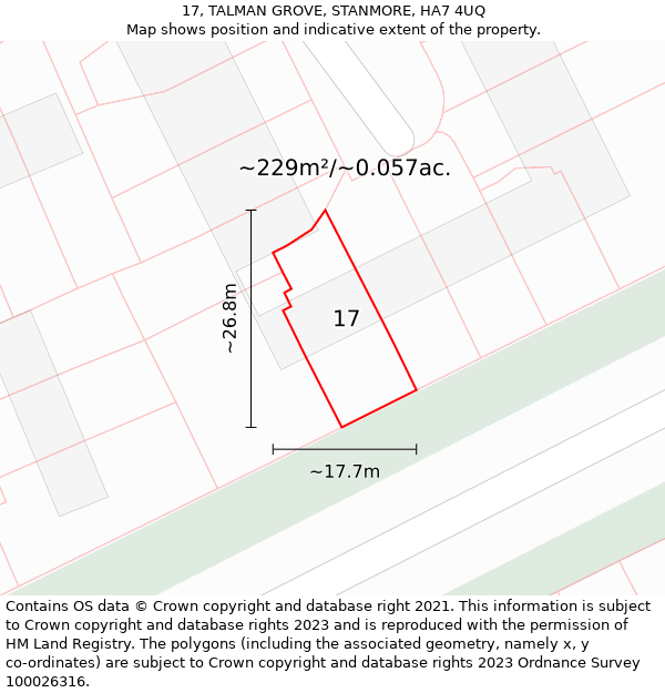 17, TALMAN GROVE, STANMORE, HA7 4UQ: Plot and title map