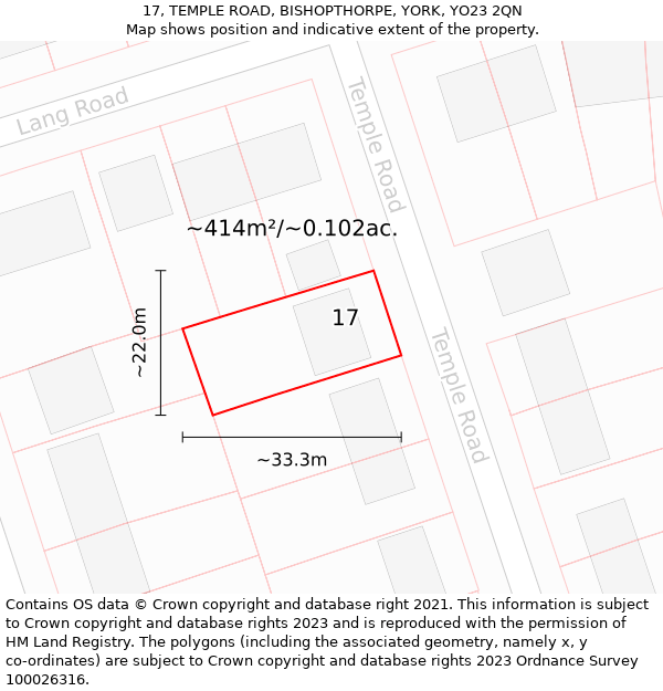 17, TEMPLE ROAD, BISHOPTHORPE, YORK, YO23 2QN: Plot and title map