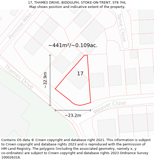 17, THAMES DRIVE, BIDDULPH, STOKE-ON-TRENT, ST8 7HL: Plot and title map