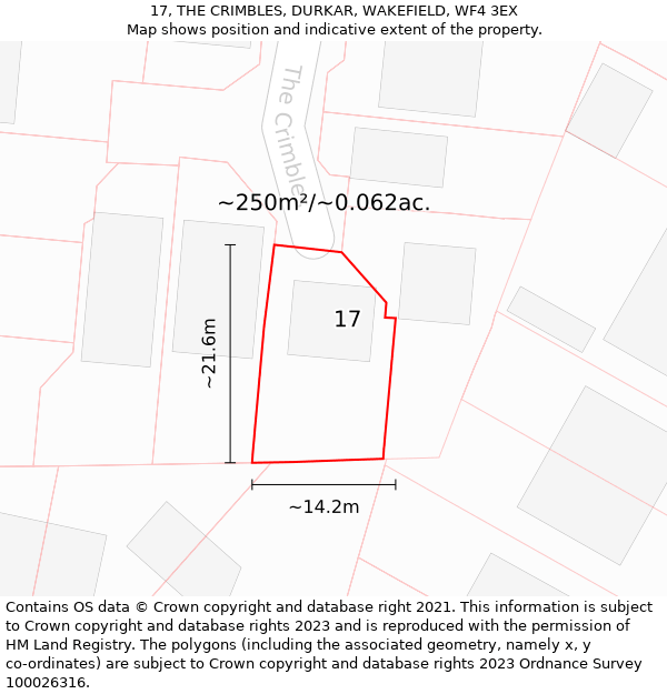 17, THE CRIMBLES, DURKAR, WAKEFIELD, WF4 3EX: Plot and title map