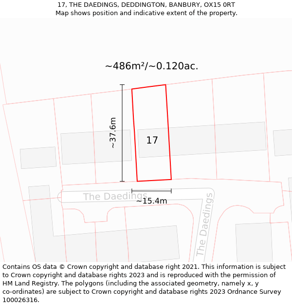 17, THE DAEDINGS, DEDDINGTON, BANBURY, OX15 0RT: Plot and title map