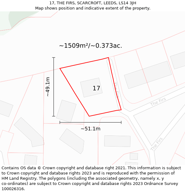 17, THE FIRS, SCARCROFT, LEEDS, LS14 3JH: Plot and title map