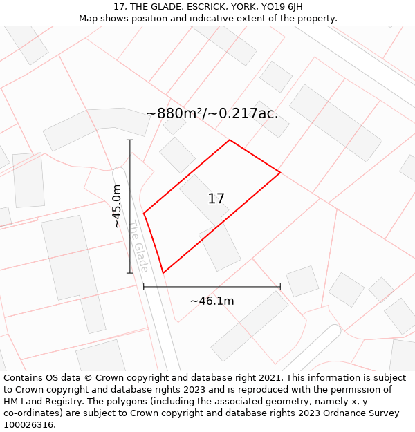 17, THE GLADE, ESCRICK, YORK, YO19 6JH: Plot and title map