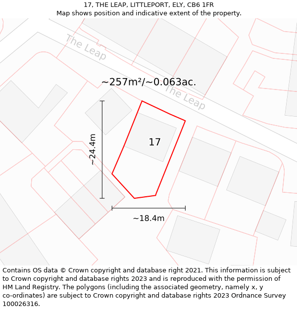 17, THE LEAP, LITTLEPORT, ELY, CB6 1FR: Plot and title map