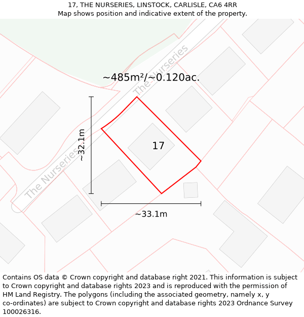 17, THE NURSERIES, LINSTOCK, CARLISLE, CA6 4RR: Plot and title map