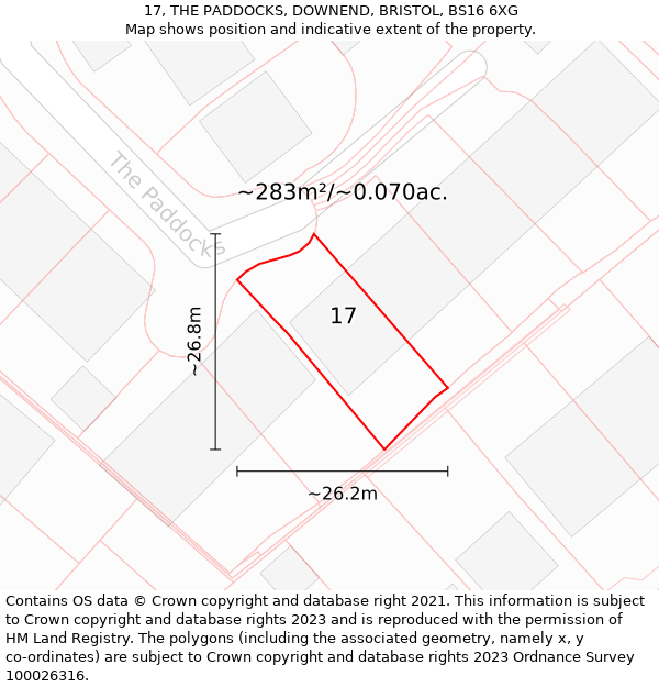 17, THE PADDOCKS, DOWNEND, BRISTOL, BS16 6XG: Plot and title map