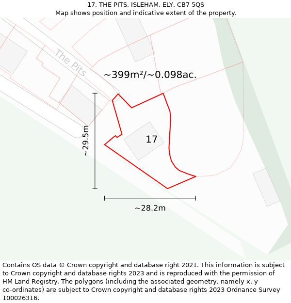 17, THE PITS, ISLEHAM, ELY, CB7 5QS: Plot and title map