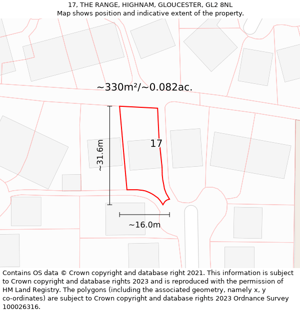 17, THE RANGE, HIGHNAM, GLOUCESTER, GL2 8NL: Plot and title map