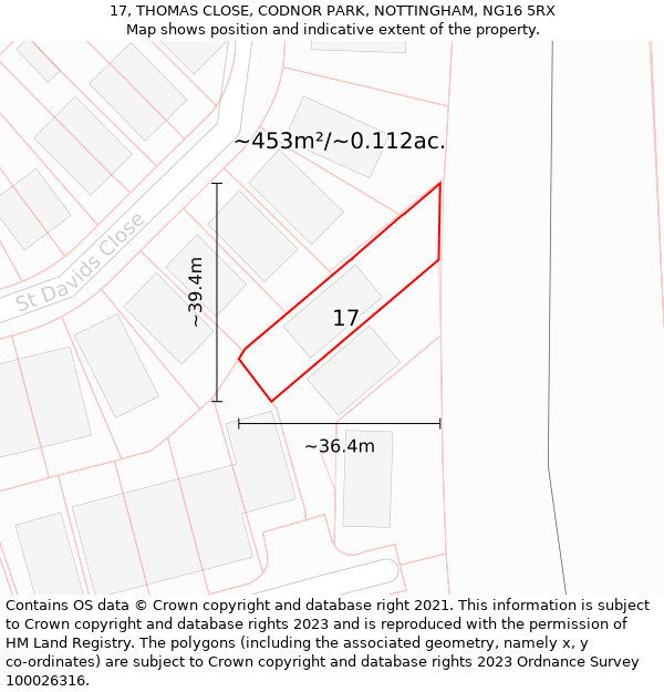 17, THOMAS CLOSE, CODNOR PARK, NOTTINGHAM, NG16 5RX: Plot and title map