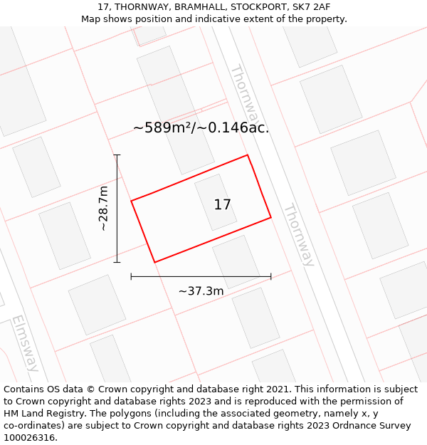 17, THORNWAY, BRAMHALL, STOCKPORT, SK7 2AF: Plot and title map