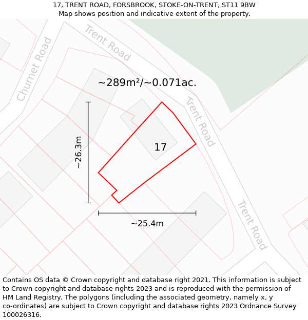 17, TRENT ROAD, FORSBROOK, STOKE-ON-TRENT, ST11 9BW: Plot and title map