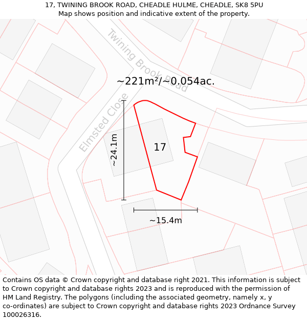 17, TWINING BROOK ROAD, CHEADLE HULME, CHEADLE, SK8 5PU: Plot and title map