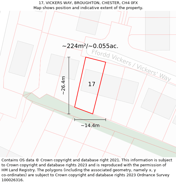 17, VICKERS WAY, BROUGHTON, CHESTER, CH4 0FX: Plot and title map