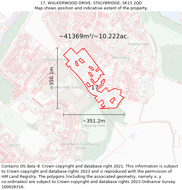 17, WALKERWOOD DRIVE, STALYBRIDGE, SK15 2QD: Plot and title map