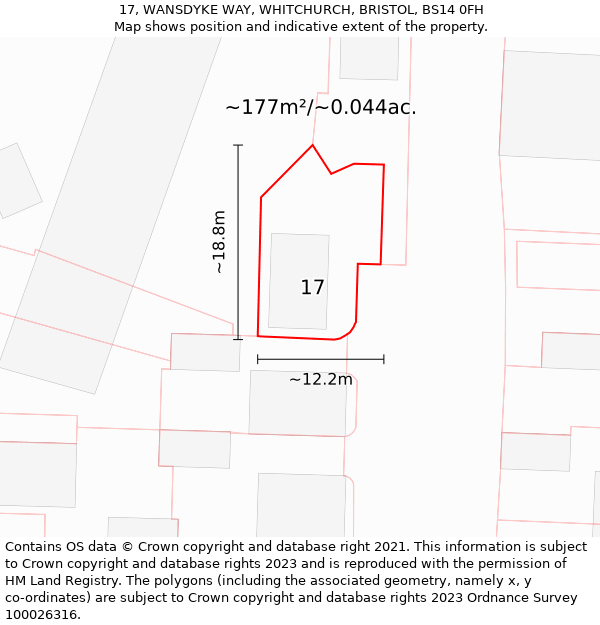 17, WANSDYKE WAY, WHITCHURCH, BRISTOL, BS14 0FH: Plot and title map