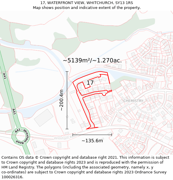 17, WATERFRONT VIEW, WHITCHURCH, SY13 1RS: Plot and title map
